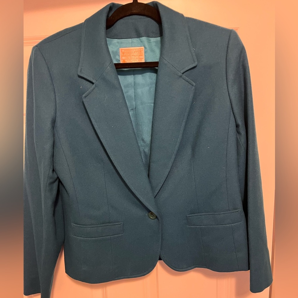 Pendleton Vintage Wool Jacket Blazer Forest Green… - image 1